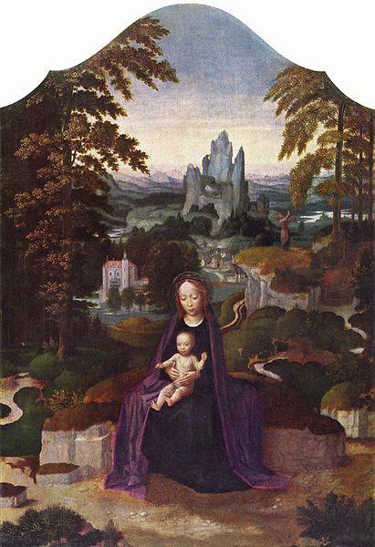 Adriaen Isenbrandt One of many versions of the Rest during the Flight to Egypt attributed to Isenbrandt. oil painting image